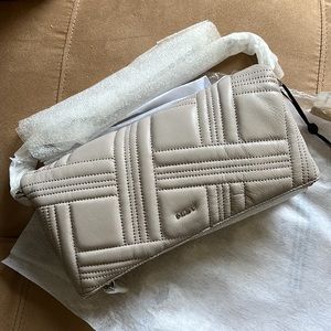 DKNY Leather Foldover Crossbody Bag – FOG Gray NWT